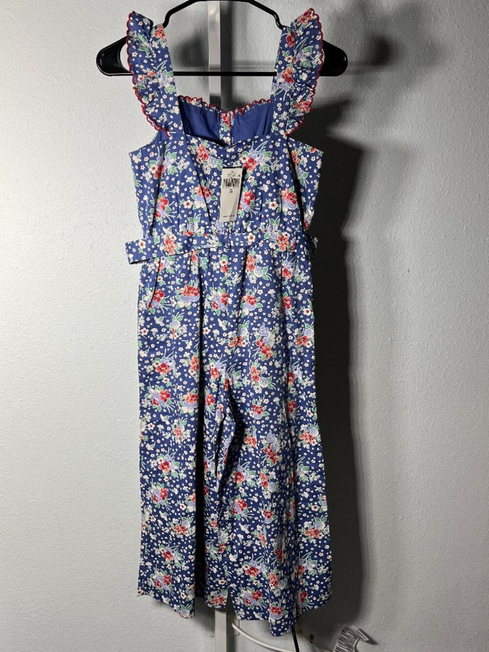 NWT Ralph Lauren Polo Country Floral Ruffled Strap 100% Cotton Jumpsuit SZ 12